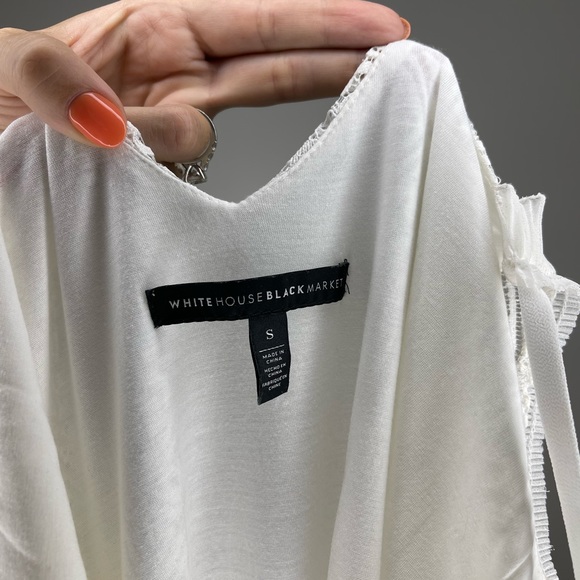 WHBM White Off the Shoulder Feminine Ruffle Lace Top S - Picture 4 of 4